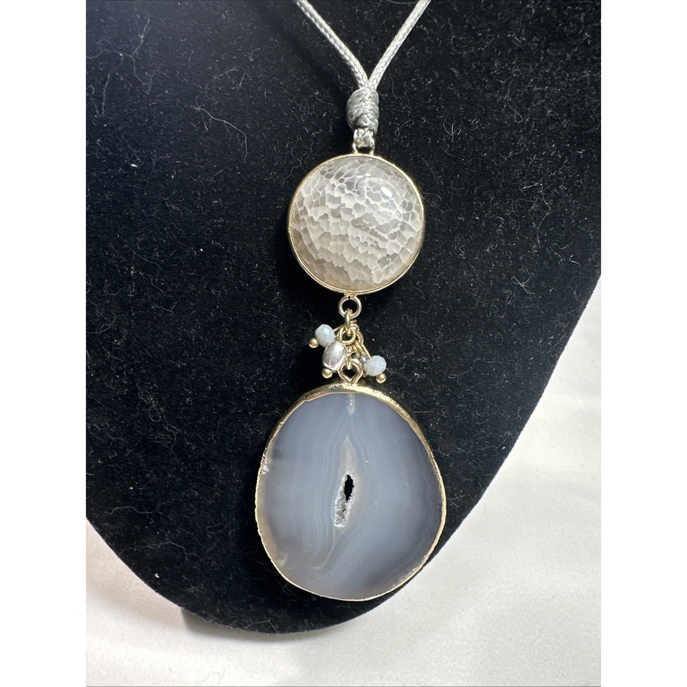 J.Jill ~ Pretty Winter Reflections Pendant ~ NWT Boho Stone Geode Earthy Long